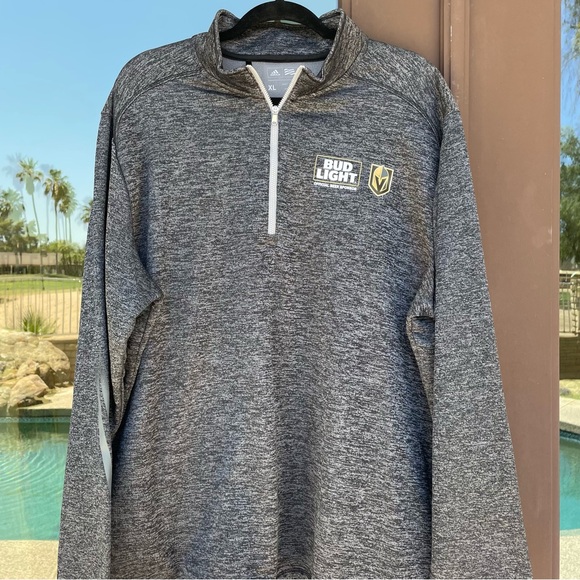 adidas 1/4-Zip Black/Grey "Bud Light" Las Vegas Golden Knights Pullover XL - Picture 3 of 13